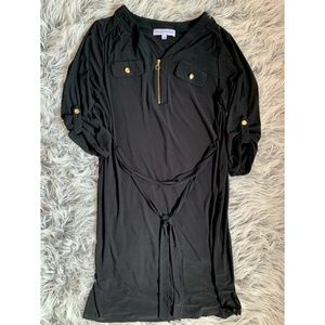 Gold Zipper Black Dress